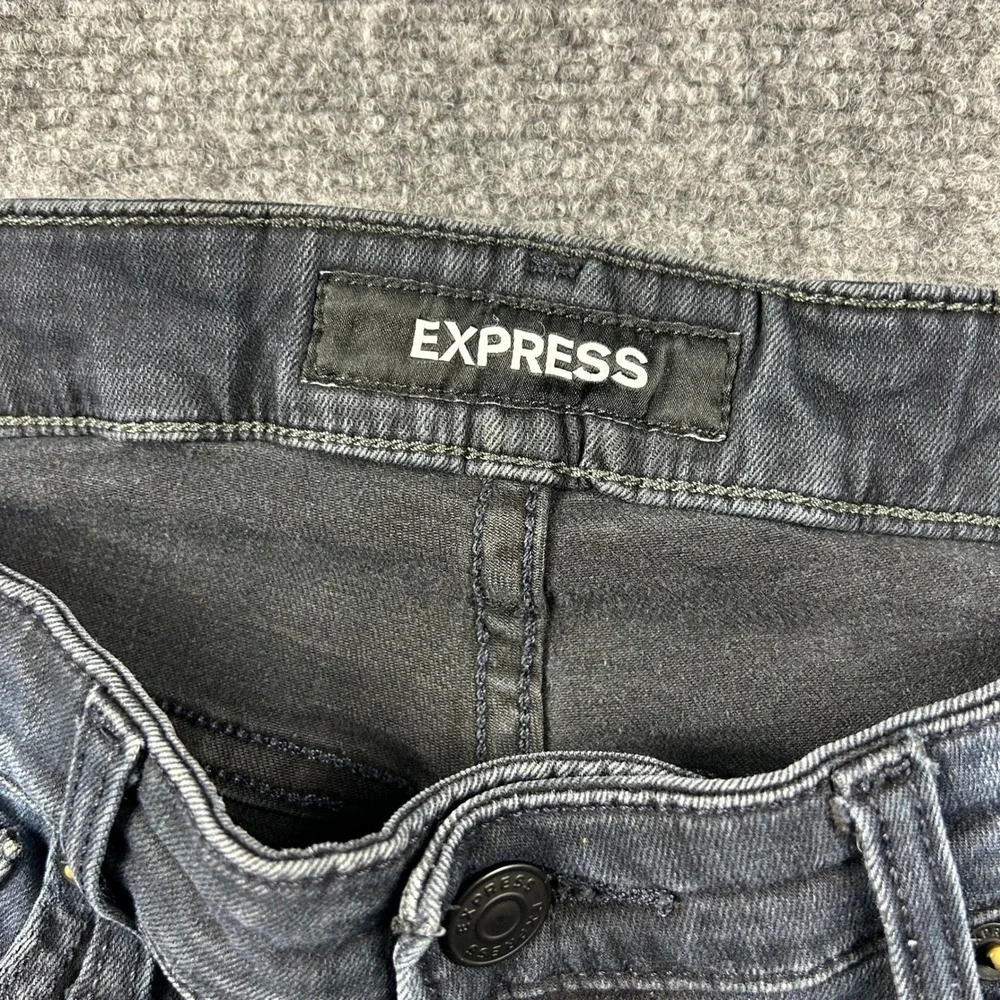 Express Jeans Mens 33x30 Dark Wash Skinny Hyper Stretch Faded Denim Pants